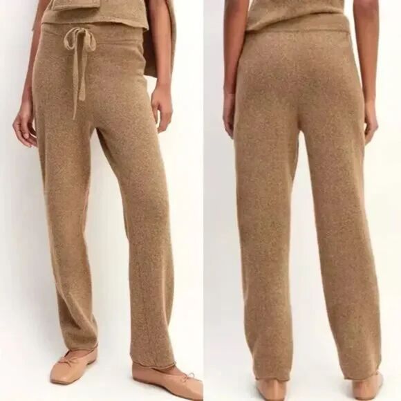 EVERLANE Women's Brown Wool Pull On Straight Leg Sweatpants Lounge Pants Small - Picture 1 of 8